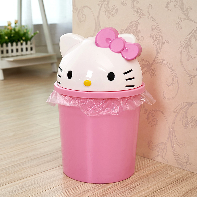 Desk Setup Design - Hello Kitty Small Desktop Trash Can