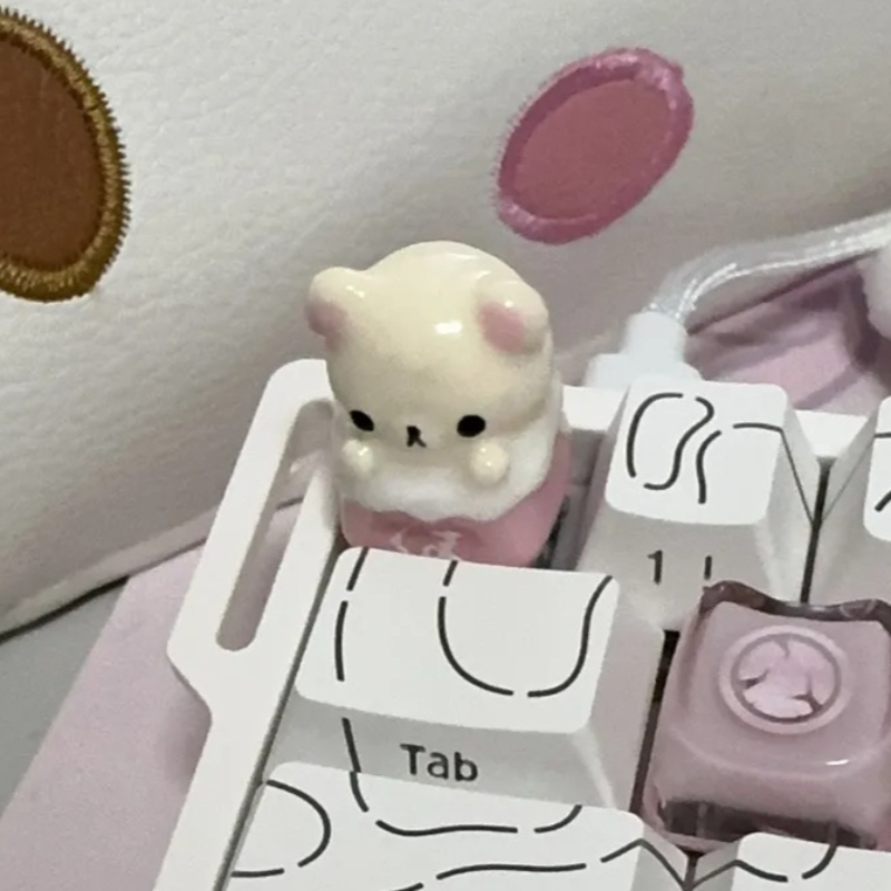 Desk Setup Keyboard - Kawaii Rilakkuma Keycaps Relax Bear Artisan