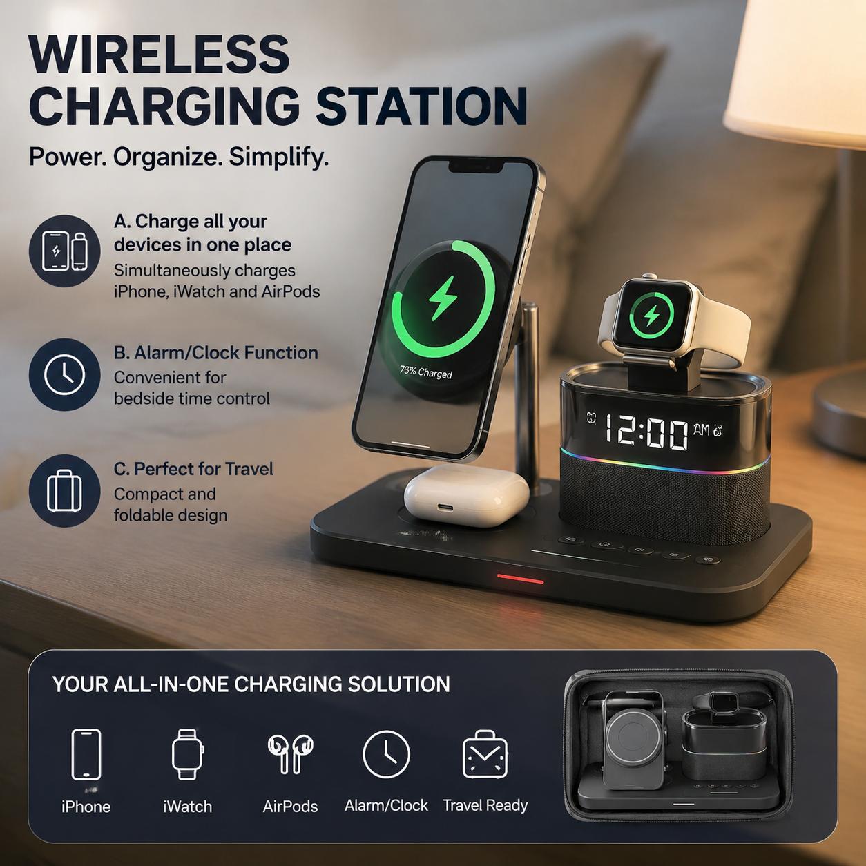 Magnetic Wireless Charging Sta - Desk Setup Home Office 评论和价格