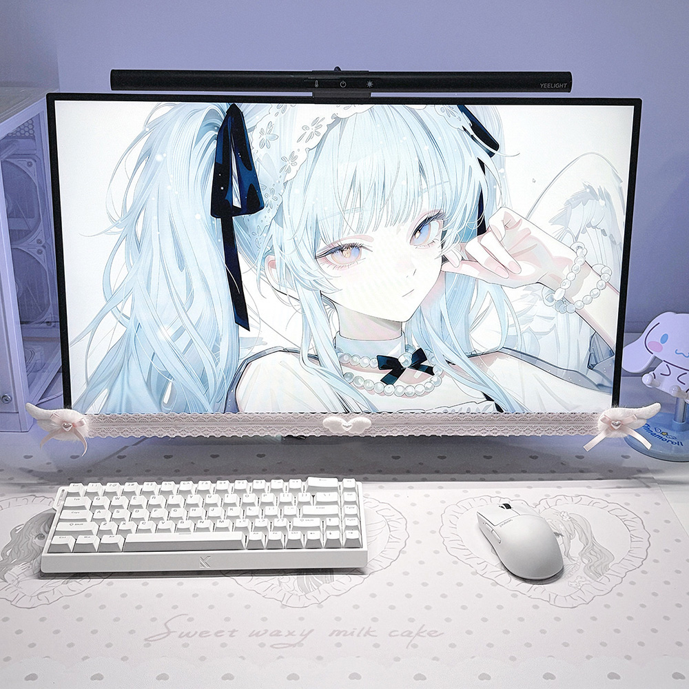New Screen Decor White Lace Mo - Desk Setup Home Office 评论和价格