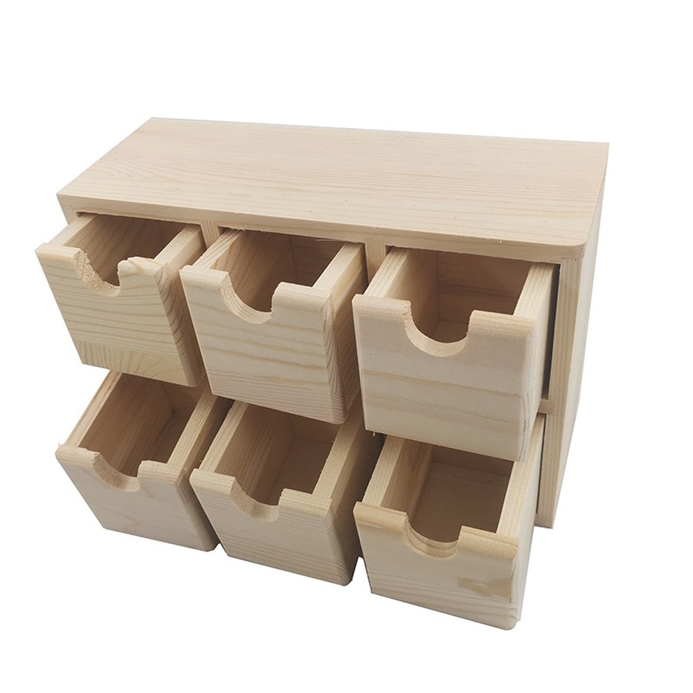 Wooden Storage Box with Six Dr - Desk Setup Design 评论和价格