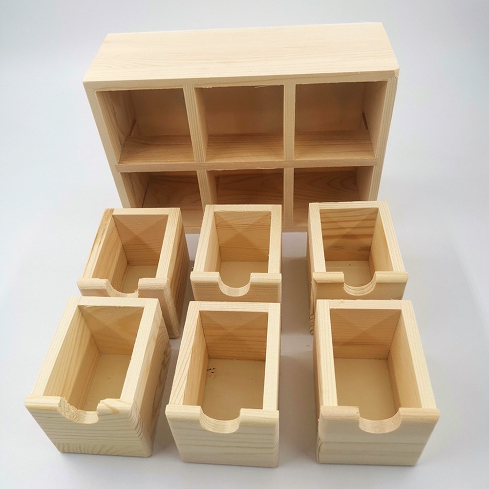 Wooden Storage Box with Six Dr - Desk Setup Design 评论和价格