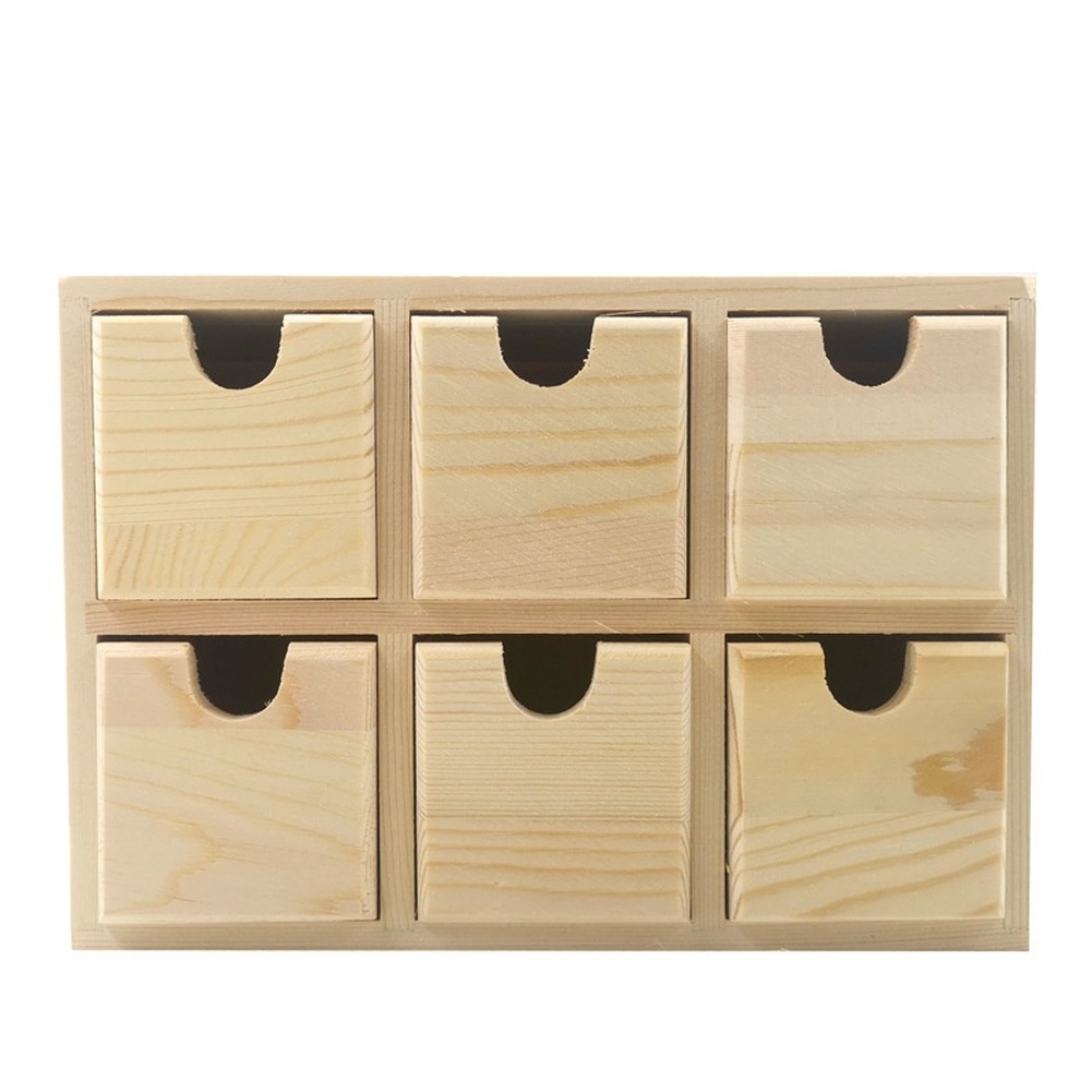 Wooden Storage Box with Six Dr - Desk Setup Design 评论和价格