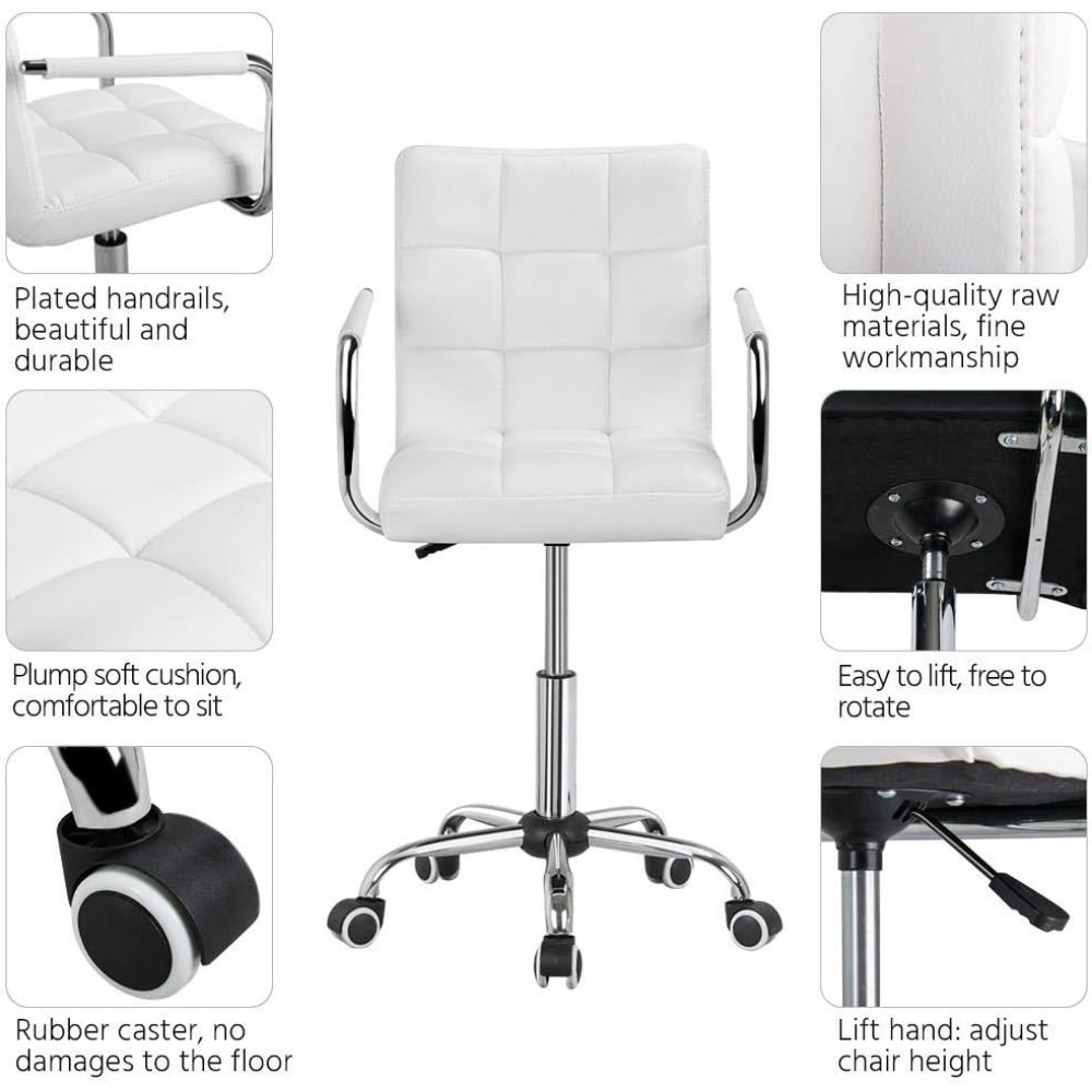 Vanity Desk Chair - Tufted PU  - Desk Vanity Setup 评论和价格