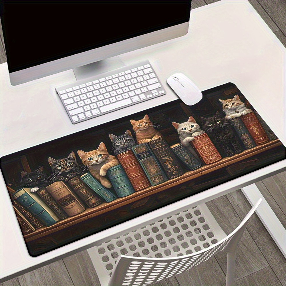 Cute Cats on Books Mouse Pad O - Desk Setup Books 评论和价格