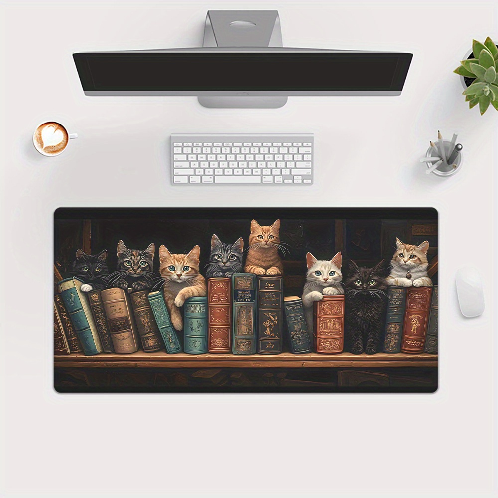 Cute Cats on Books Mouse Pad O - Desk Setup Books 评论和价格